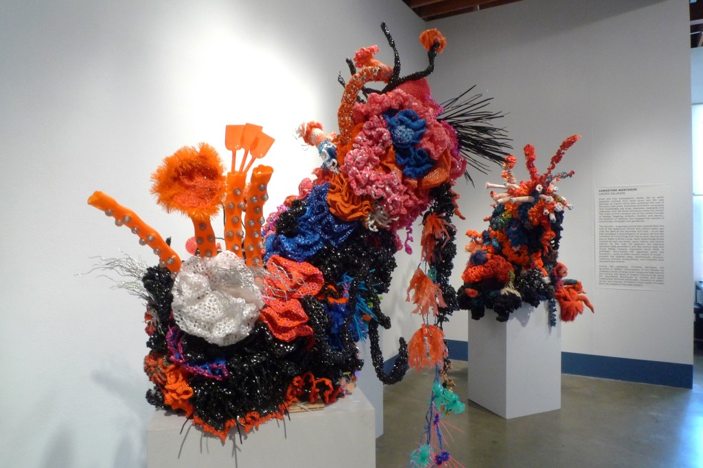 Giant Silurian sculptures crocheted out of yarn and plastic.