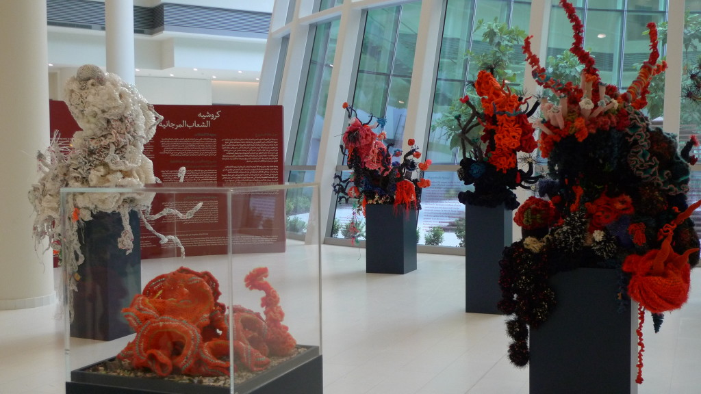 Crochet Coral Forest on exhibition at the New York University Abu Dhabi Institute, UAE. October 2014.